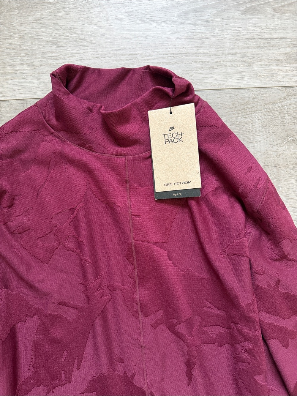 Nike Burgundy Mock Neck Tech bodysuit